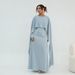 Modest Abaya Dress Elegant Beaded Waist-Defined Maxi Dress For Women – V-Neck Flowy Long Sleeve Dress For Office & Casual Wear_ecoleips.com