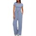 Summer European American Cross-border . Women's Two-piece Casual Set With Pleated Fashion Short-sleeve Top And_ecoleips.com