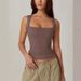 Women's Slim Fit Square Neck Sleeveless Vest Top Style Inner Wear Sexy_ecoleips.com