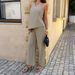 Elegant Casual Women's Halter Neck Pant Suit Loose Fitting American Style Spring Summer 2026 Independent Amazon Website_ecoleips.com