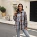 Streetwear Plaid Shirt For Women – Distressed Long Sleeve Shacket With Chest Pocket (Khaki/Green/Red/Blue)_ecoleips.com