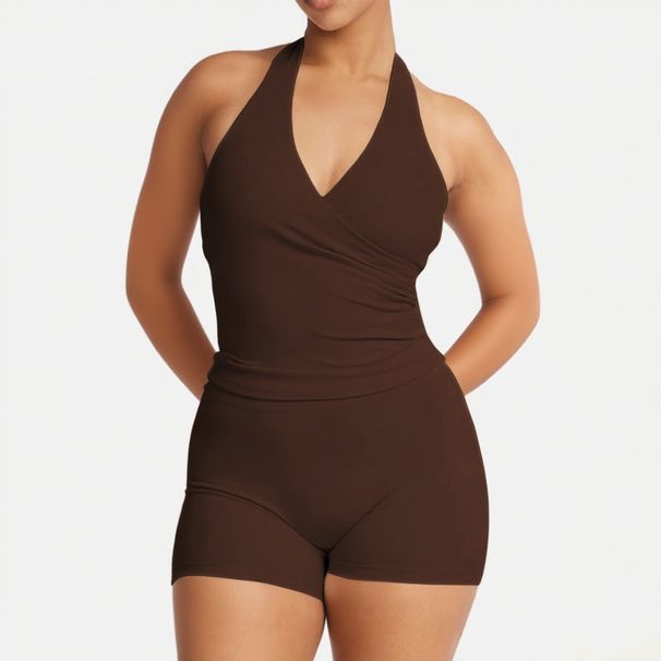 DiYun European American Sports Yoga Halter Neck Tube Top And Shorts Two-Piece Set Women's Clothing 2025 Fall/Winter_ecoleips.com