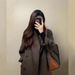 vintage royal style long coat for women autumn winter oversized lapel lantern sve wool blend trench coat (s2xl)_ecoleips.com