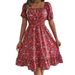 Women's Summer 2025 Fashionable And Elegant New Printed Short-Sleeve Waist-Cinching Ruffled Floral High-End Dress_ecoleips.com