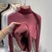 Women's High Neck Fleece-Lined Knit Sweater - Soft Thermal Long Sleeve Top For Winter, Cozy & Warm Pullover (Black/White/Khaki/Beige/Brown/Red)_ecoleips.com
