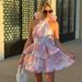 Talenza Fashion Floral Print Dresses Women's Sexy Backless Sleeveless Pleated Ruffled Elegant Dress New Party Club Female Dress_ecoleips.com
