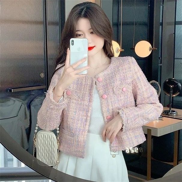 Ladies Tweed Short Jacket Spring And Autumn 2025 New Style High End Temperament Small Tops Autumn And Winter_ecoleips.com