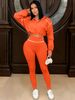Women's Stylish Casual Sportswear Set - Slim Fit Long Sleeve Zip-Up Two-Piece Outfit For Spring & Fall_ecoleips.com