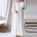 In Stock Muslim Women's Long Robe Middle Eastern Fashion Pleated Vintage Puff Sleeve Pocket Hem Ruffle Dress_ecoleips.com