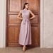 Women's Clothing Muslim Solid Color Casual Sleeveless Base Dress High Collar Belt Dress_ecoleips.com