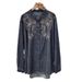 Women's European Style Embroidered Denim Shirt Stand Collar Loose Long Sleeve Retro Top For Spring Autumn_ecoleips.com