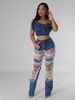 Women's Pearl Embellished Ripped Jeans - Stretch Wide Leg Denim Pants, Vintage Washed Loose Fit For Streetwear & Casual_ecoleips.com