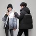 Couple's Gradient Puffer Jacket – Short Winter Coat With 50% Duck Down, Zip Hoodie, Black/White, Sizes S-3xl_ecoleips.com