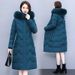 Women's Plus Size Long Puffer Coat Wth Detachable Faux Fur Hood, Winter Warm Thickened Down Alternative Jacket, Oversized Casual Outerwear For Women_ecoleips.com