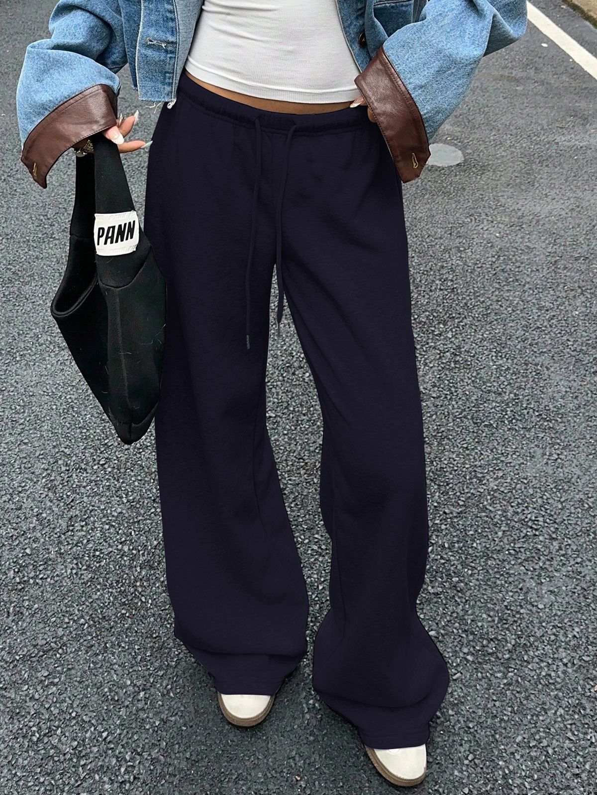 Retro Low Waist Sweatpants For Women Early Autumn Casual Drape Style Fashion Sports Pants_ecoleips.com
