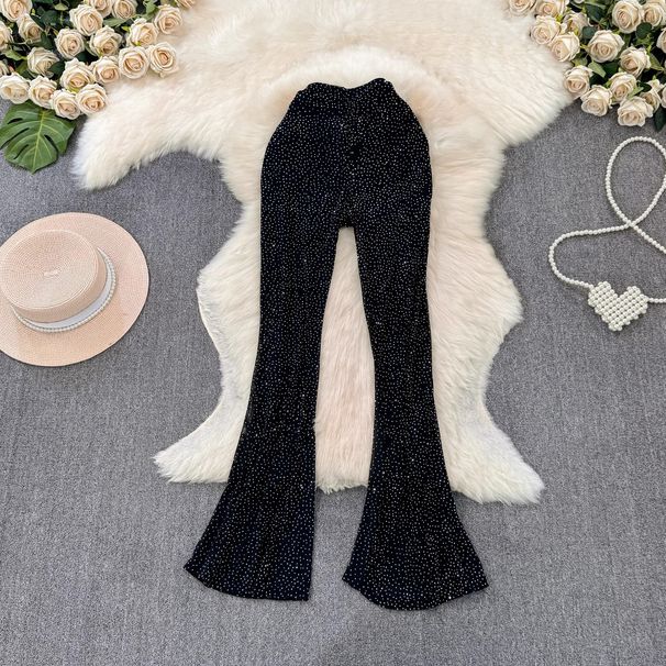 Women's Clothing Elastic Waist Slim Fit Homemade Long Legs Tiger Pattern Low Waist Hot Diamond Sagging Soft Casual Long Flared Pants_ecoleips.com