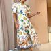 Women's Elegant Commuter Sweet Printed Round Neck Flared Short Sleeve Dress_ecoleips.com