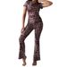 Women's Casual 2 Piece Set mid Waist Flared Pants Leggings Short Top Y2K Style Full Length Polyester Spring/Autumn Wear_ecoleips.com