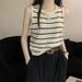 Colorfaith New 2024 Basic Bottoming Striped Chain Elasticity Vests Women Tank & Camis Autumn Winter Wild Crop Short Tops V3420DG_ecoleips.com