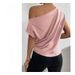 2026 Spring Solid Color Satin Silk Asymmetrical Off-Shoulder Pullover Sleeveless Shirt For Women, European And_ecoleips.com