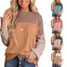 Women's Clothing New Women's Clothing Color Matching Casual Loose Sweater Pullover Top T Shirt_ecoleips.com