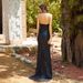 Women's Clothing Fashion Elegant V Neck Halter Neck Backless Sleeveless Solid Color Hip Wrapped Slim Banquet Evening Dress_ecoleips.com