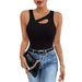 Women's Clothing Women's Slim Fit Hollow Sleeveless Vest Fashion Top Versatile Short Sleeve Tank Camis For Formal & Casual For Women_ecoleips.com