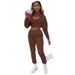 Women's 3 Piece Set Hooded Fleece Sweatshirt Long Pants Vest Long Sleeve Trendy European American Style_ecoleips.com