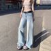 Wholesale American Retro Low-waist Loose Wide-leg Pants For Women, Versatile Spring-summer Straight Jeans, Extra-long_ecoleips.com