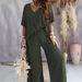 2025 V-neck Batwing Sleeve Casual Loose Wide-leg Pants Set For Women_ecoleips.com