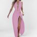 2025 Vacation Style Slit Skirt Halter Sexy Backless Top Women's Two-Piece Set_ecoleips.com