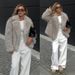 Women’s Oversized Faux Fur Coat – Stylish & Ethical Winter Jacket (S/M/L, Beige/Black-White/White)_ecoleips.com