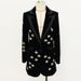 Women’s Slim-Fit Velvet Blazer With Diamond Beading – Elegant Office & Evening Jacket, Black, S-XXXL_ecoleips.com