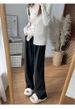 White Glutinous Rice Pants Women's Autumn And Winter 2025 New Drape Casual Loose Lazy Velvet Wide-leg Pants_ecoleips.com