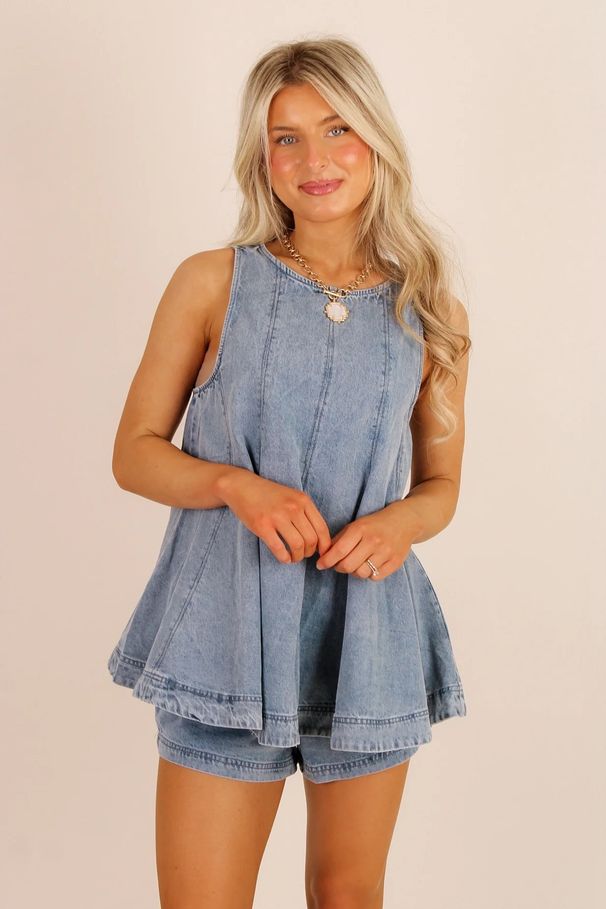 Women's Clothing Spring/Summer Women's Style Sleeveless High-Waisted Loose Denim Shorts Set For Formal & Casual For Women_ecoleips.com
