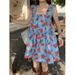 Vintage Ruffled Floral Strap For Women Summer Loose Slimming Beach Vacation Style Sweet Short Dress_ecoleips.com