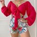 In Stock: European American Cross-border Women's Clothing, Sexy Cropped Top Tie And Knotted V-neck, Paired With Printed_ecoleips.com