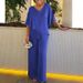 Women's Clothing Solid Color V Neck Irregular Hem Large Size New Casual Suit_ecoleips.com