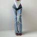 Women's Clothing Jeans Spring Ring Rhinestone Splicing Design Straight Trousers_ecoleips.com