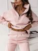 Women's Clothing Stylish & Comfortable Stand Collar Hoodie & Pants Set For Women - Casual & Office Wear (Dark Brown, Pink, Gray, Black) - XS/S/M/L/XL_ecoleips.com