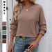 European And American Cross-Border Wo's Fashion 2026 Autumn Winter New Loose Casual Ribbed Long Sleeve T-Shirt For_ecoleips.com