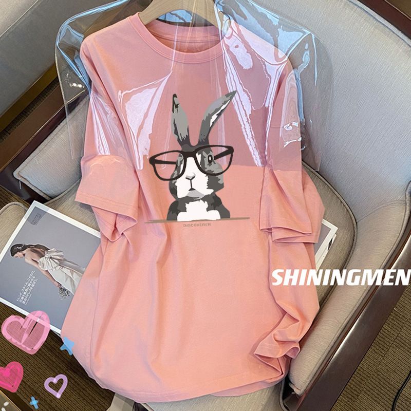 Oversized Short Sleeved T-Shirt for Women Mid-Length Loose Casual Fashionable Versatile Thick Base Layer Spring Summer Top_ecoleips.com