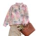 Women's Macaron Color Floral Print Shirt, Loose Fit Charming Blouse With Soft Pastel Pattern_ecoleips.com