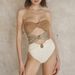 Women's Clothing Solid Color Gold Button Hollow One Piece Swimsuit Women's High Waist Slimming High End Bikini_ecoleips.com