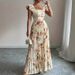 Spring Floral Print Pleated Dress for Women Elegant Short Sleeve A-Line Lightweight And Breathable Trendy Design_ecoleips.com