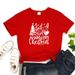 European And American Cross-border Foreign Trade Women's Clothing Christmas-themed Round-neck Printed Short-sleeve_ecoleips.com