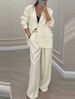 Women's Clothing Women's Autumn Winter Wide Leg Pants Suit Set European American Style Elegant Solid Color Long Sleeved Coat Casual Outfit_ecoleips.com