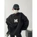 Women's Long Sleeve Crewneck Sweatshirt – Fall & Winter Fleece-Lined Oversized Casual Pullover, Loose Fit Letter Print Hoodie Alternative_ecoleips.com