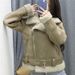 Long-term Spanish Single-layer Thickened Autumn Winter New European And American Suede Fur-lined Warm Motorcycle Jacket_ecoleips.com