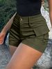 2025s Casual Women's High-Waisted Button Street Cargo Shorts With Pockets_ecoleips.com